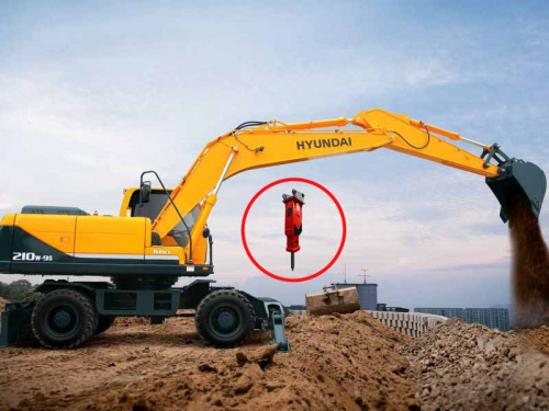 Аренда экскаватора Hyundai R210W-9S с гидромолотом